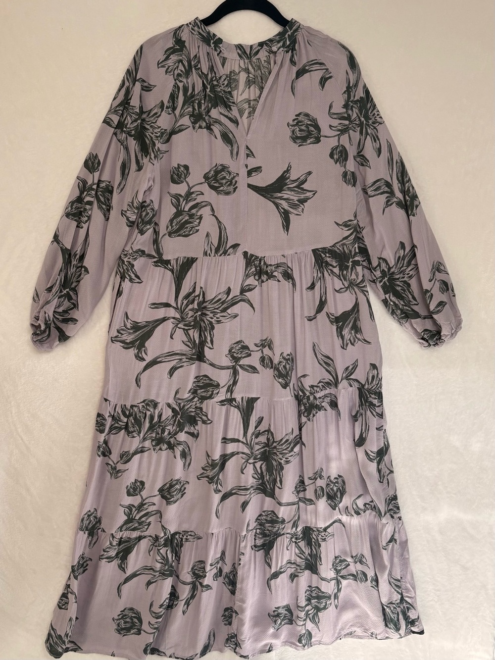 💜 A New Day Purple Floral Boho Midi Dress – Size Medium